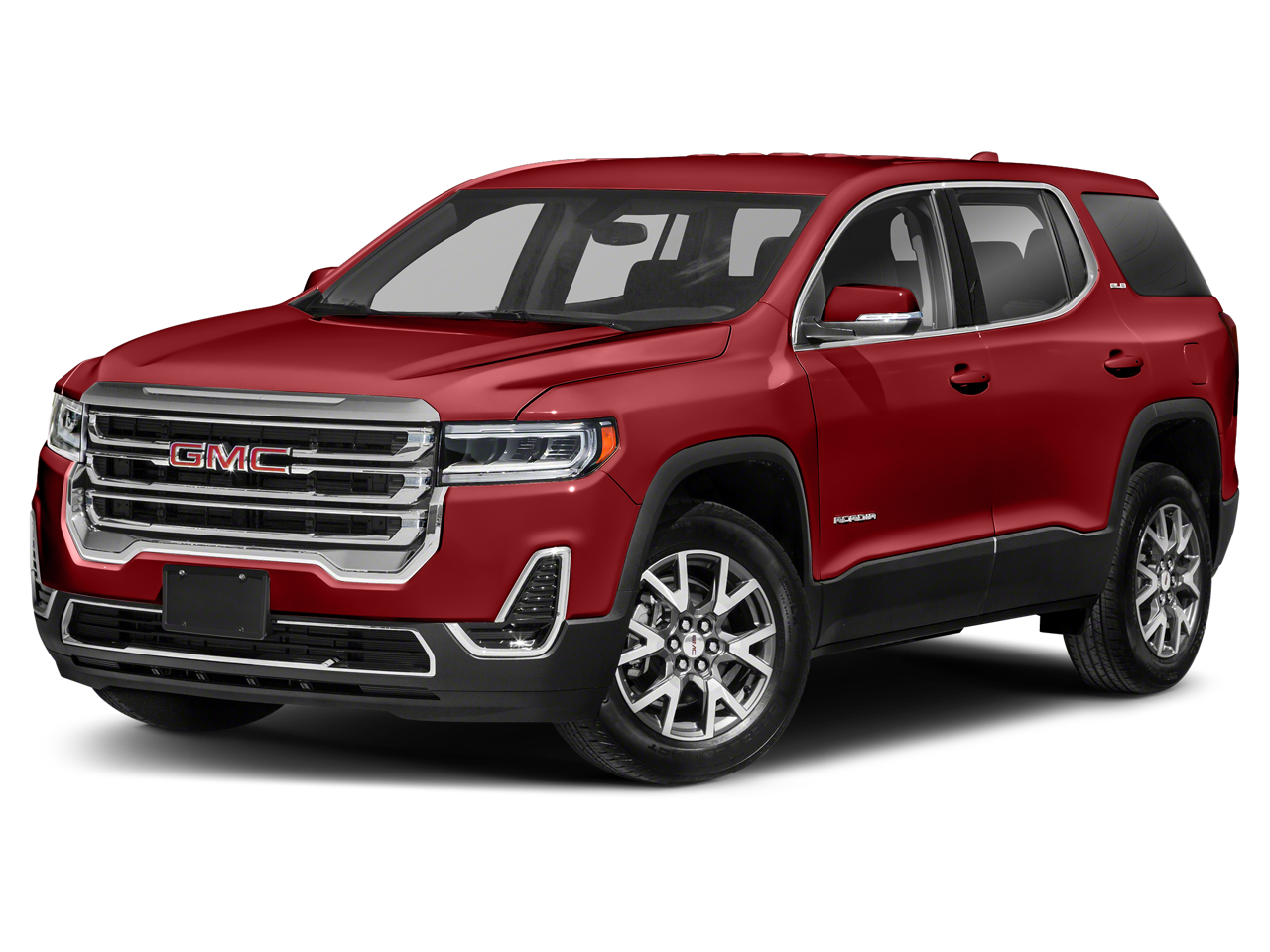 2021 GMC Acadia SLE in Ebony Twilight Metallic — front three-quarter view