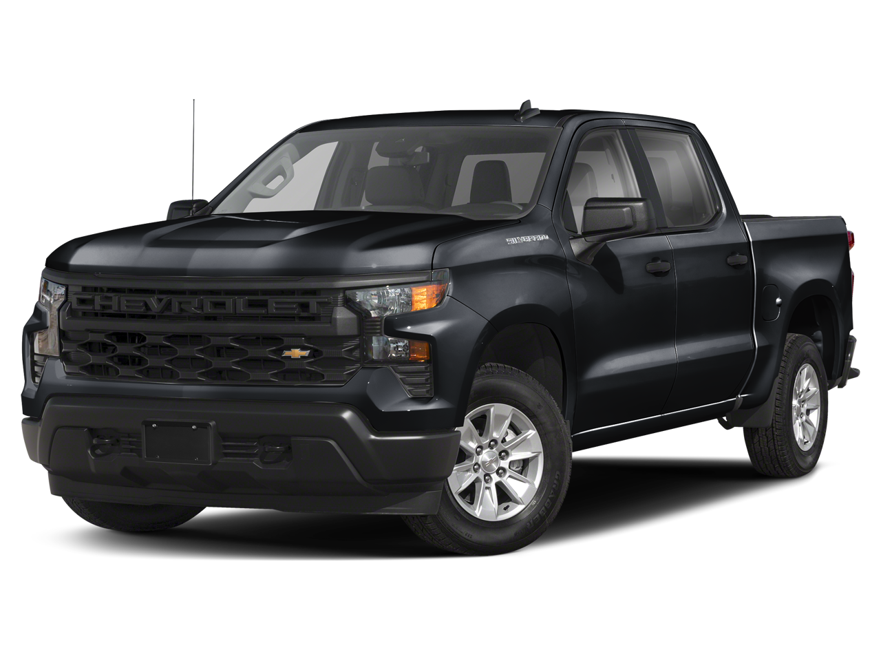 2026 Chevrolet Silverado 1500 Custom in Black — front three-quarter view